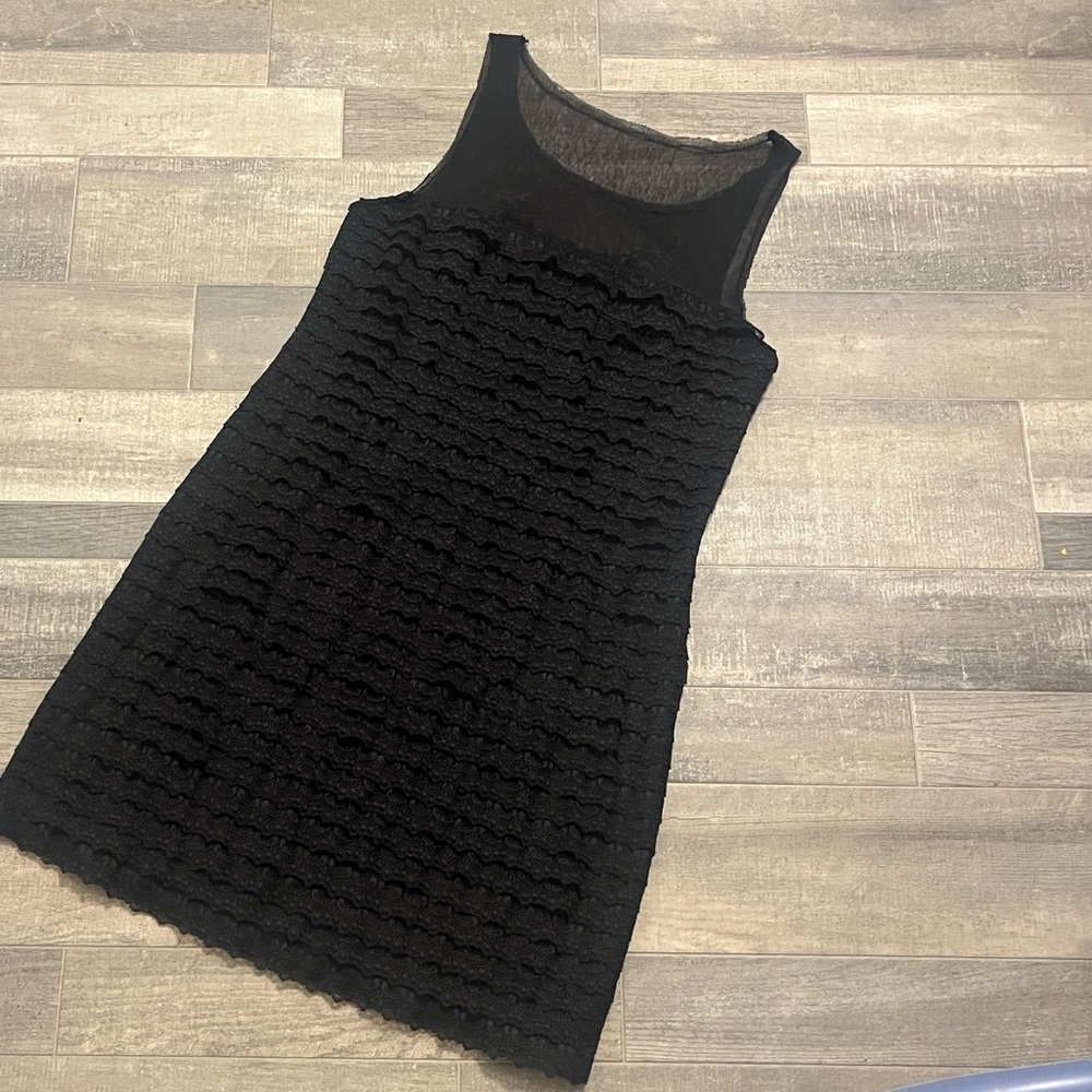BCBGMaxAzria Black Layered Ruffle Mini Dress